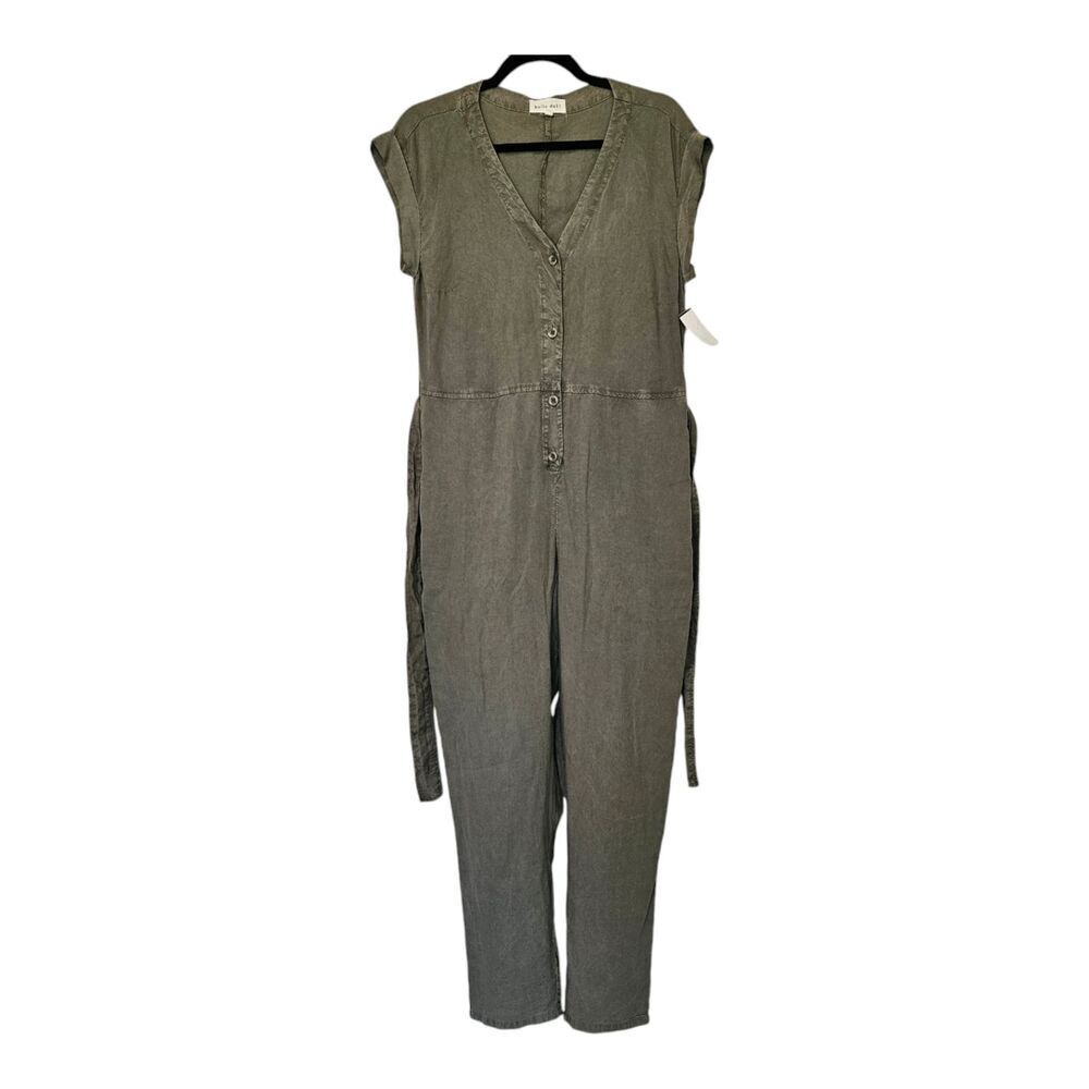 Bella Dahl green short sleeve Size S Jump suit with pockets & waist belt 017 - Picture 2 of 14